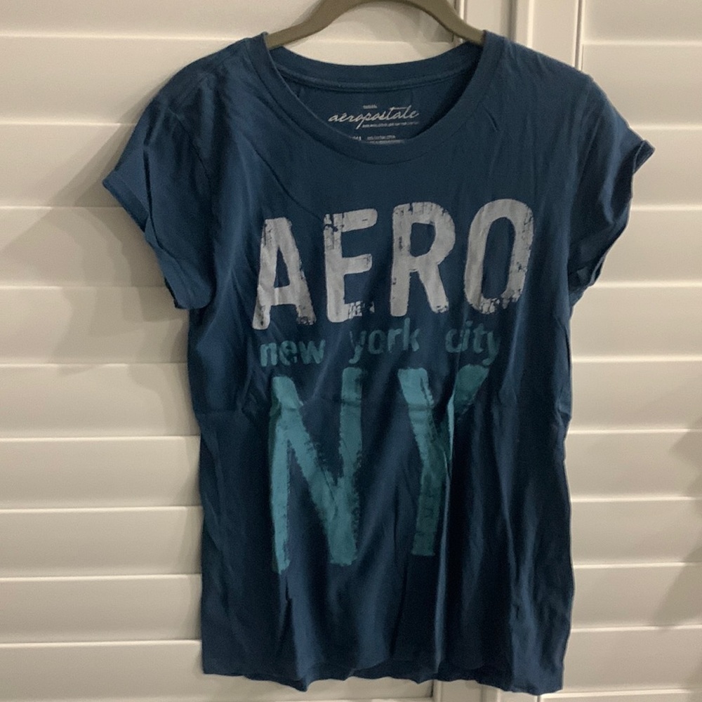 Womens Aeropostale Aero Short Sleeve Graphic Tee Size XL teal blue T-shirt